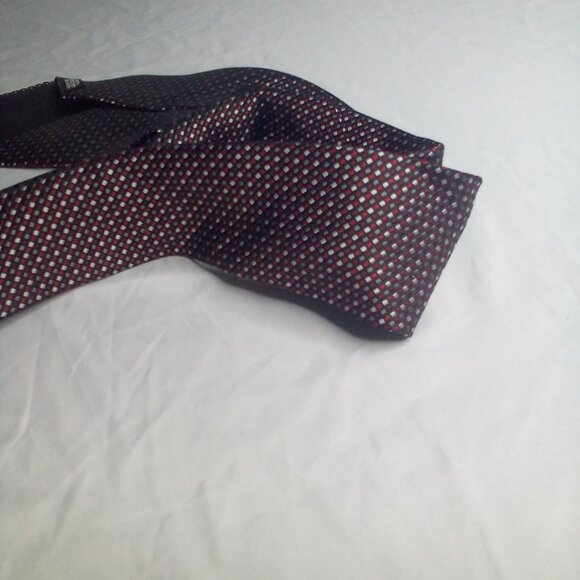 Van Heusen Tie Necktie Men Silk Dots Red Silver Black - Picture 3 of 7